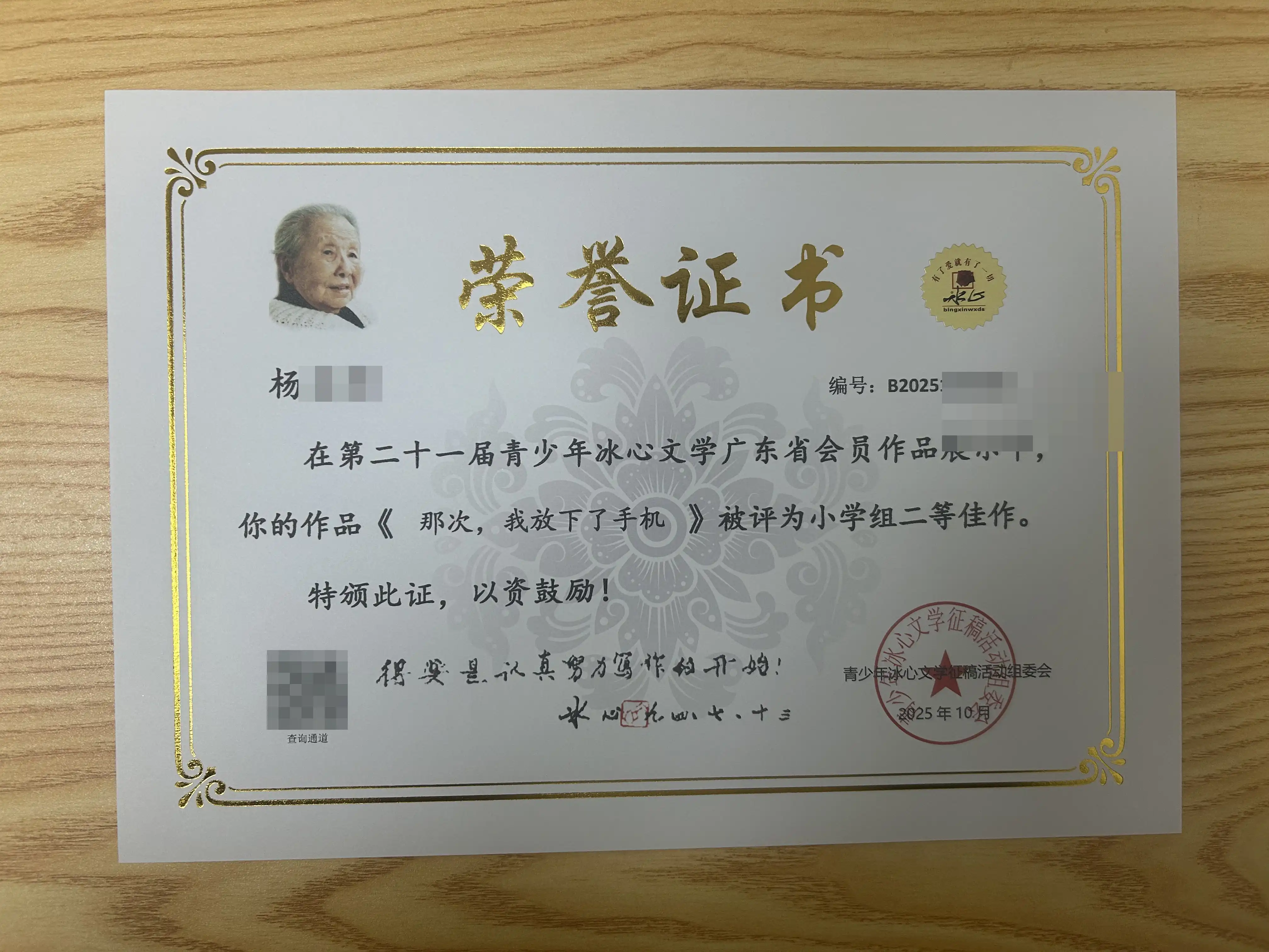 杨同学-冰心杯小学组二等佳作