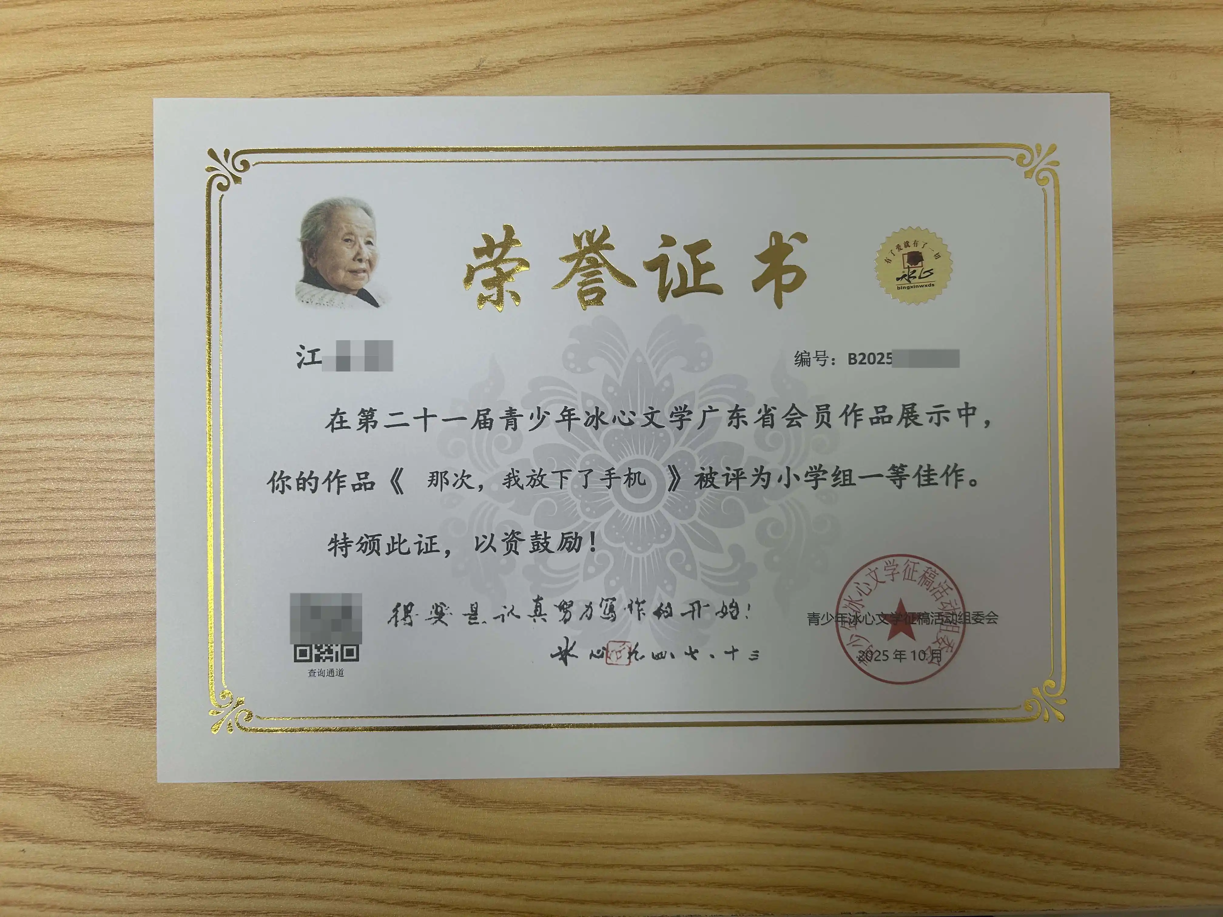 江同学-冰心杯小学组一等佳作