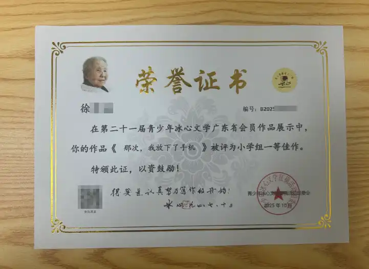 徐同学-冰心杯小学组一等佳作