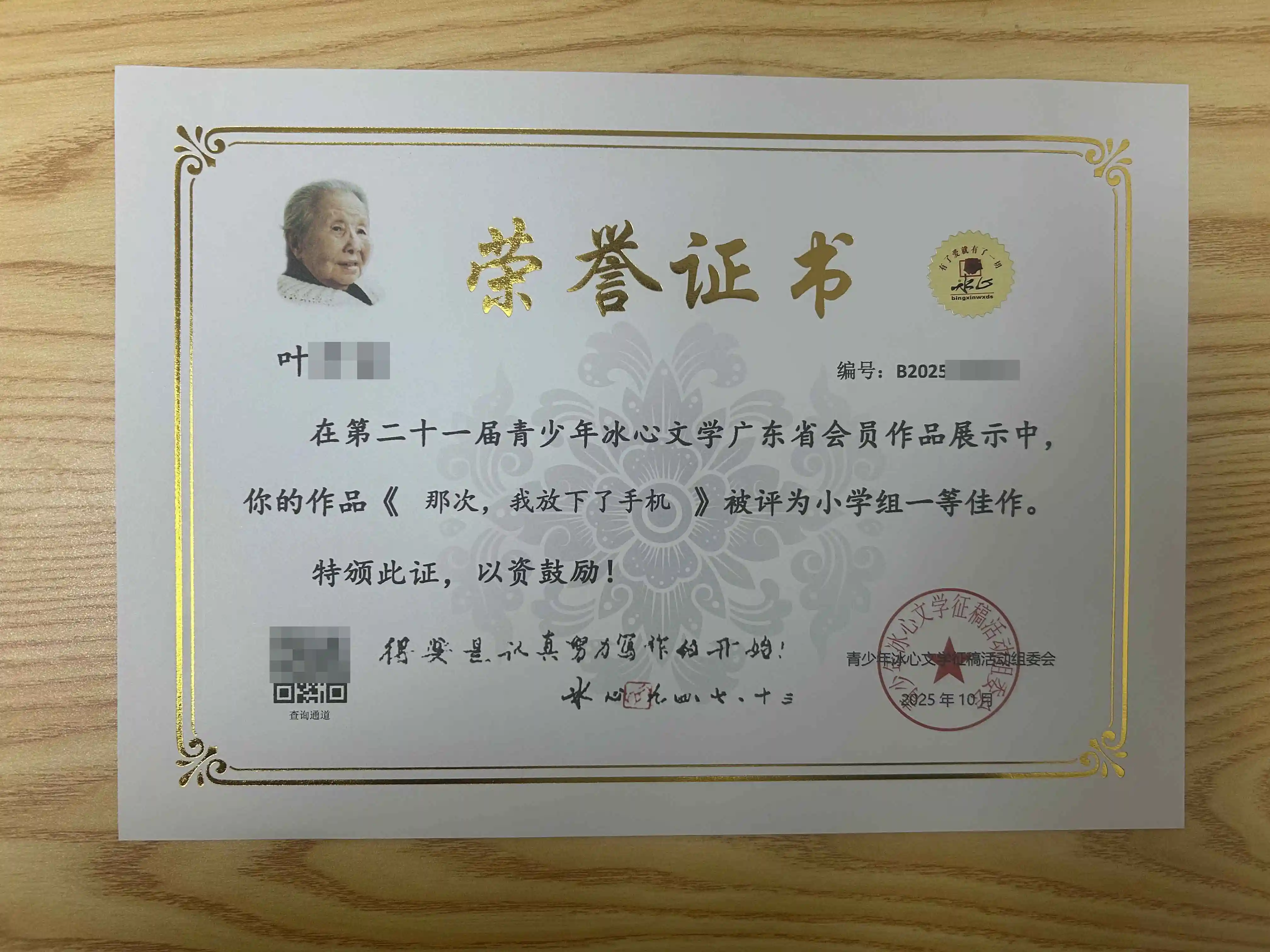 叶同学-冰心杯小学组一等佳作